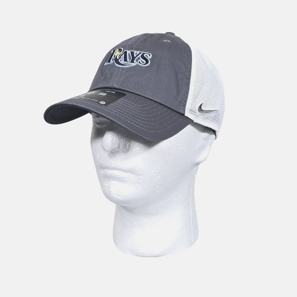 Nike Tampa Bay Rays Club Cap Mens M/L Grey White Trucker Adjustable Hat MLB